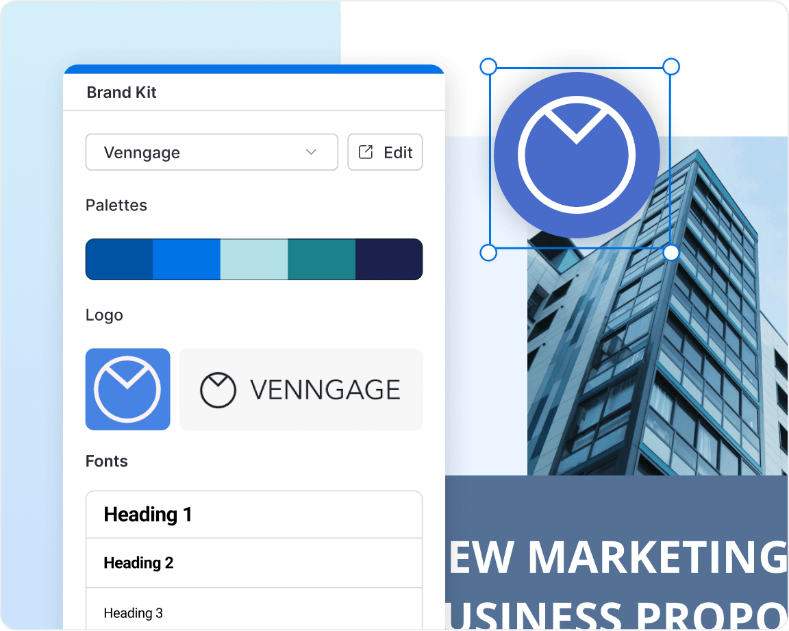 تصميم مفتوح في محرر Venngage مع سلسلة تعليقات مفتوحة.